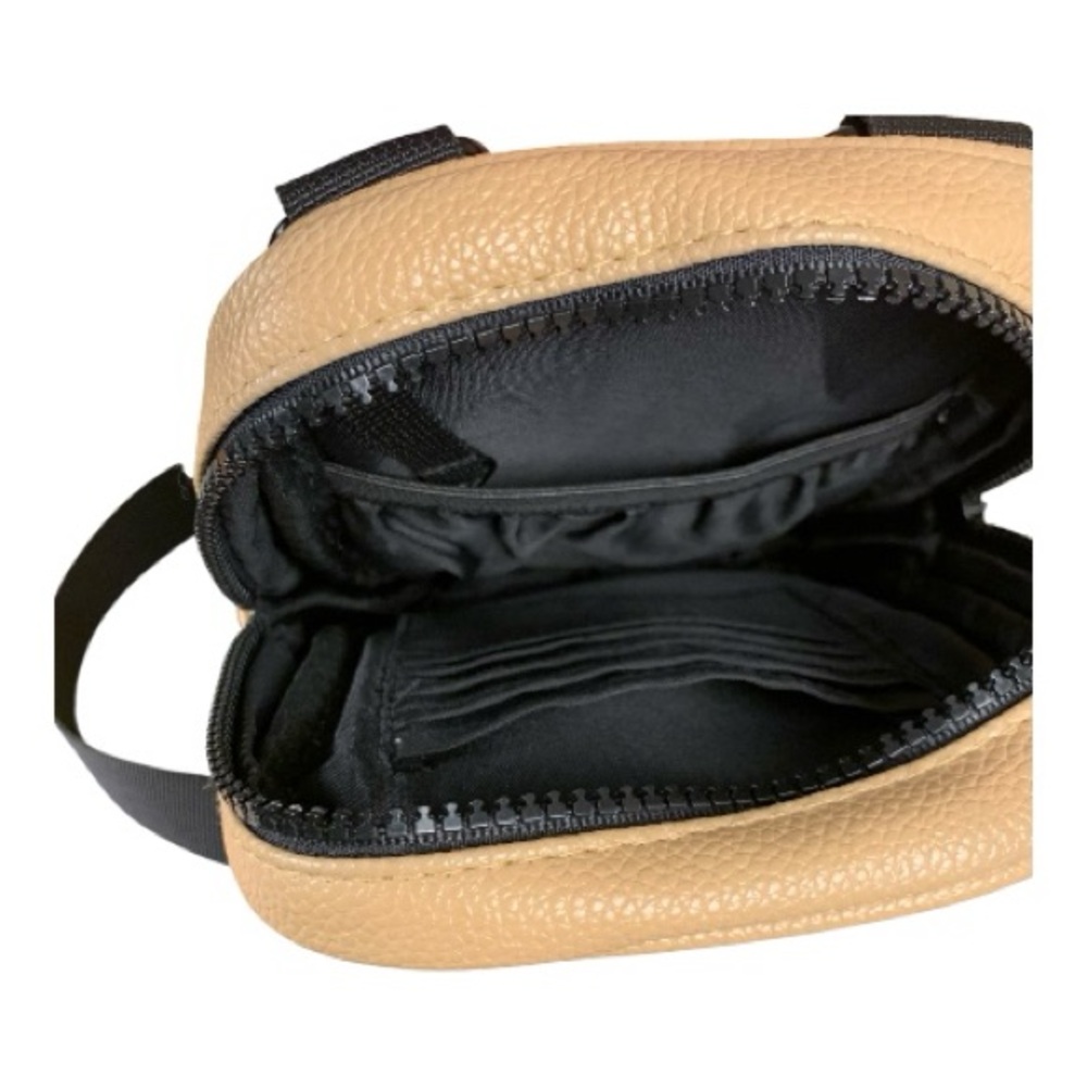 Tan Crossbody Bag Unisex Faux Leather Dune Multi Position Sling Purse Adj Strap - Picture 3 of 10